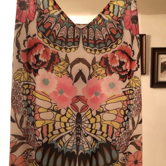 Afrm White multi color mesh butterfly midi dress - Picture 3 of 6